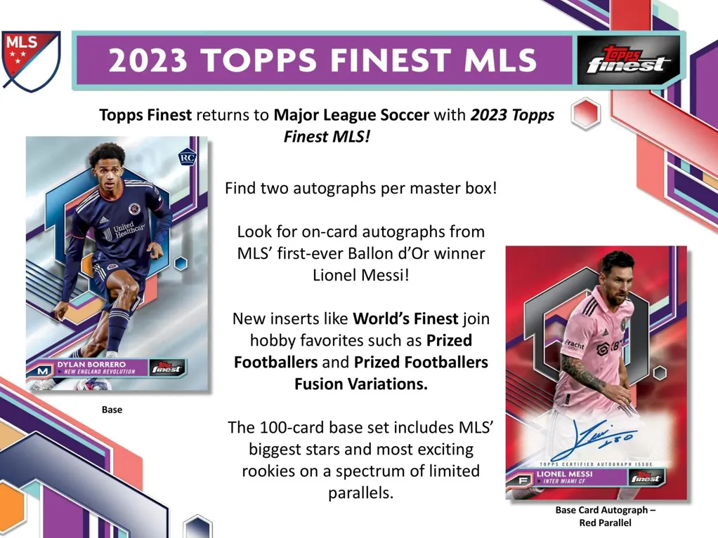 2023 Topps MLS Major League Soccer Finest Soccer Hobby Box 2 Mini-Boxes per Box, 6 Packs per Mini-Box, 5 Cards per Pack