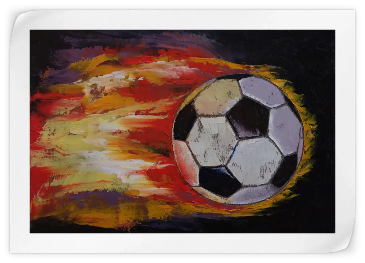 A Blazing Soccer Ball Wall Art