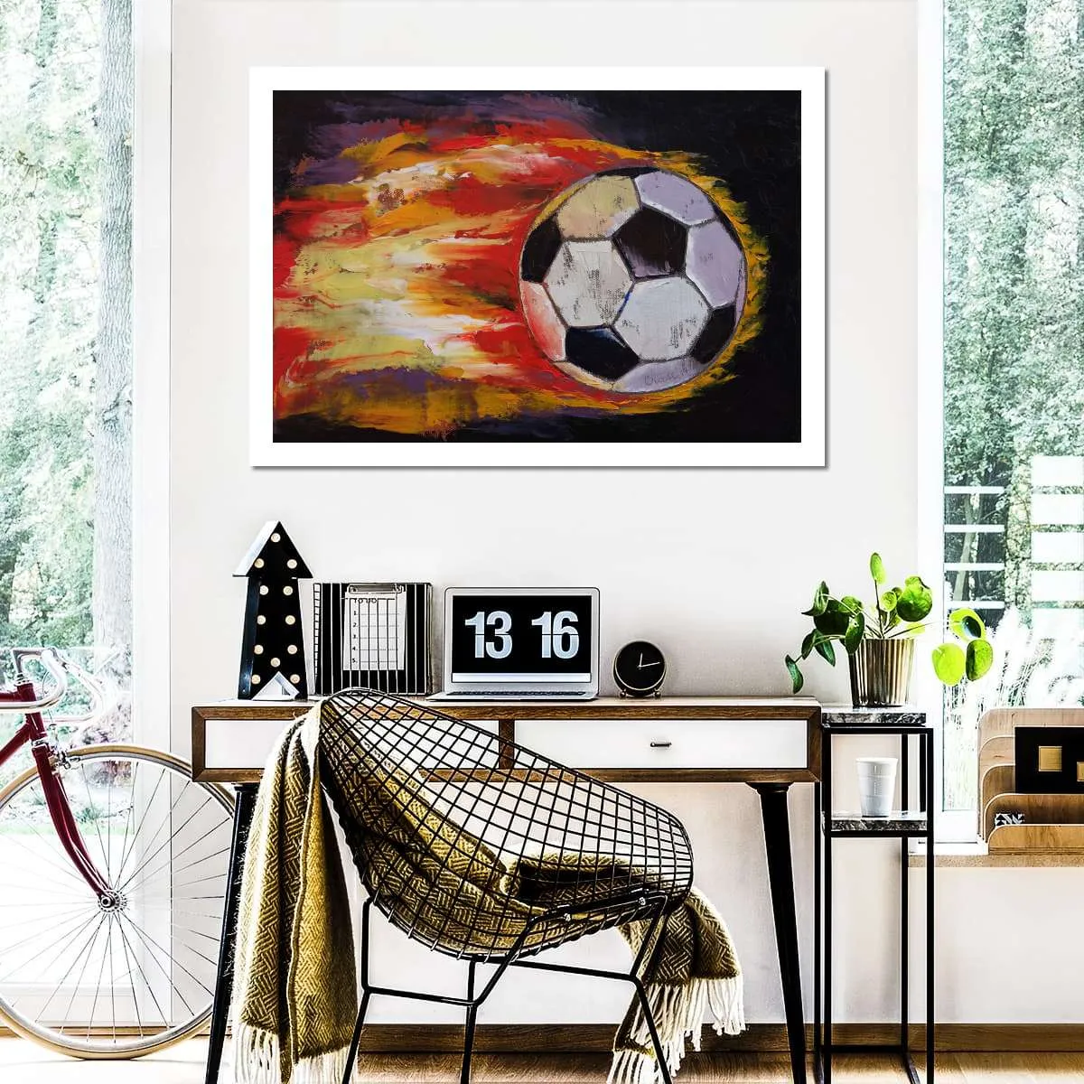 A Blazing Soccer Ball Wall Art