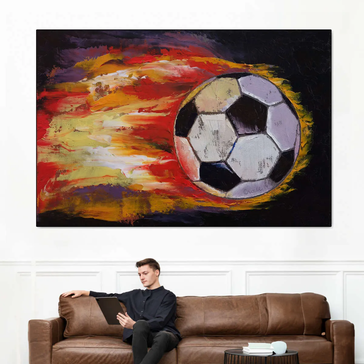 A Blazing Soccer Ball Wall Art