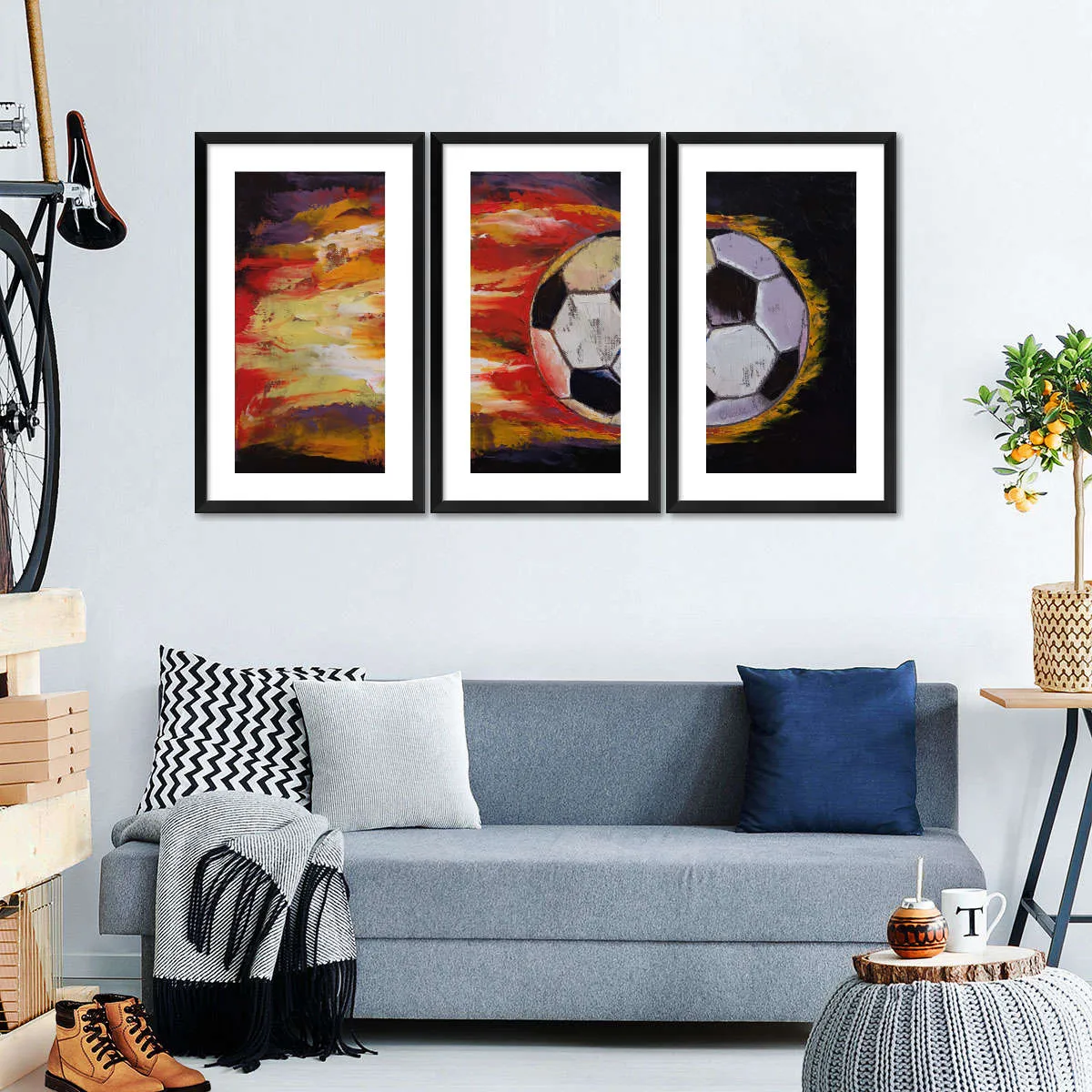 A Blazing Soccer Ball Wall Art