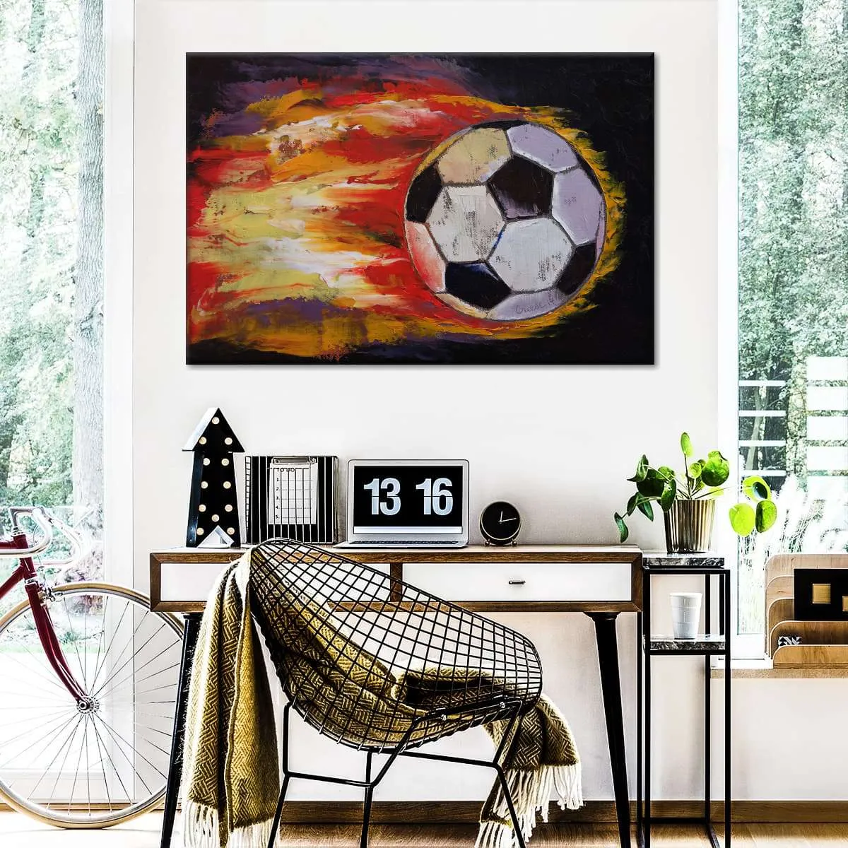 A Blazing Soccer Ball Wall Art