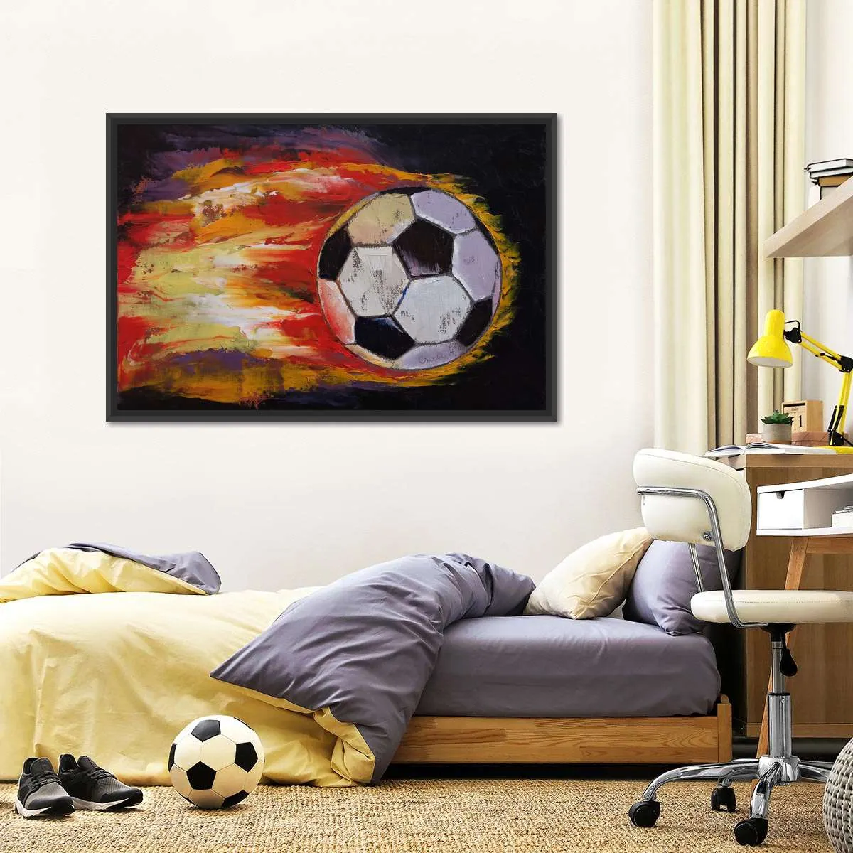 A Blazing Soccer Ball Wall Art