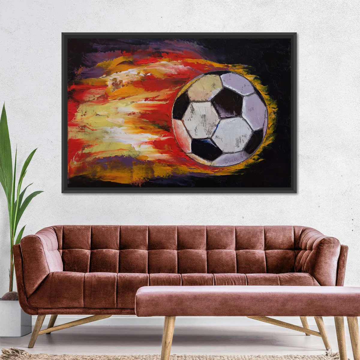 A Blazing Soccer Ball Wall Art