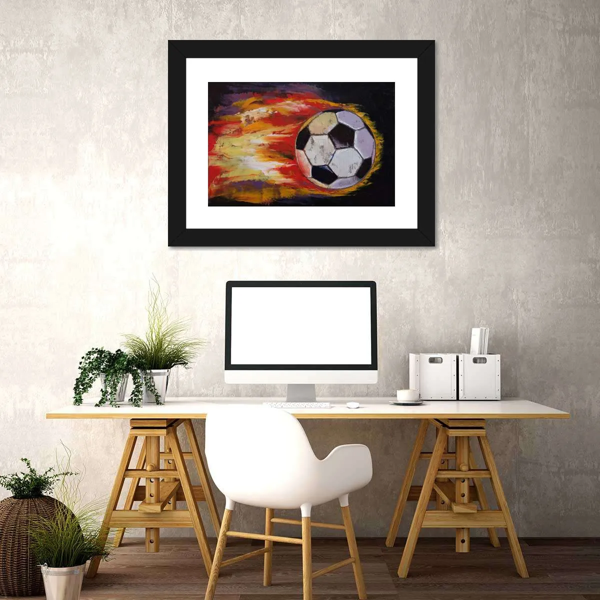 A Blazing Soccer Ball Wall Art