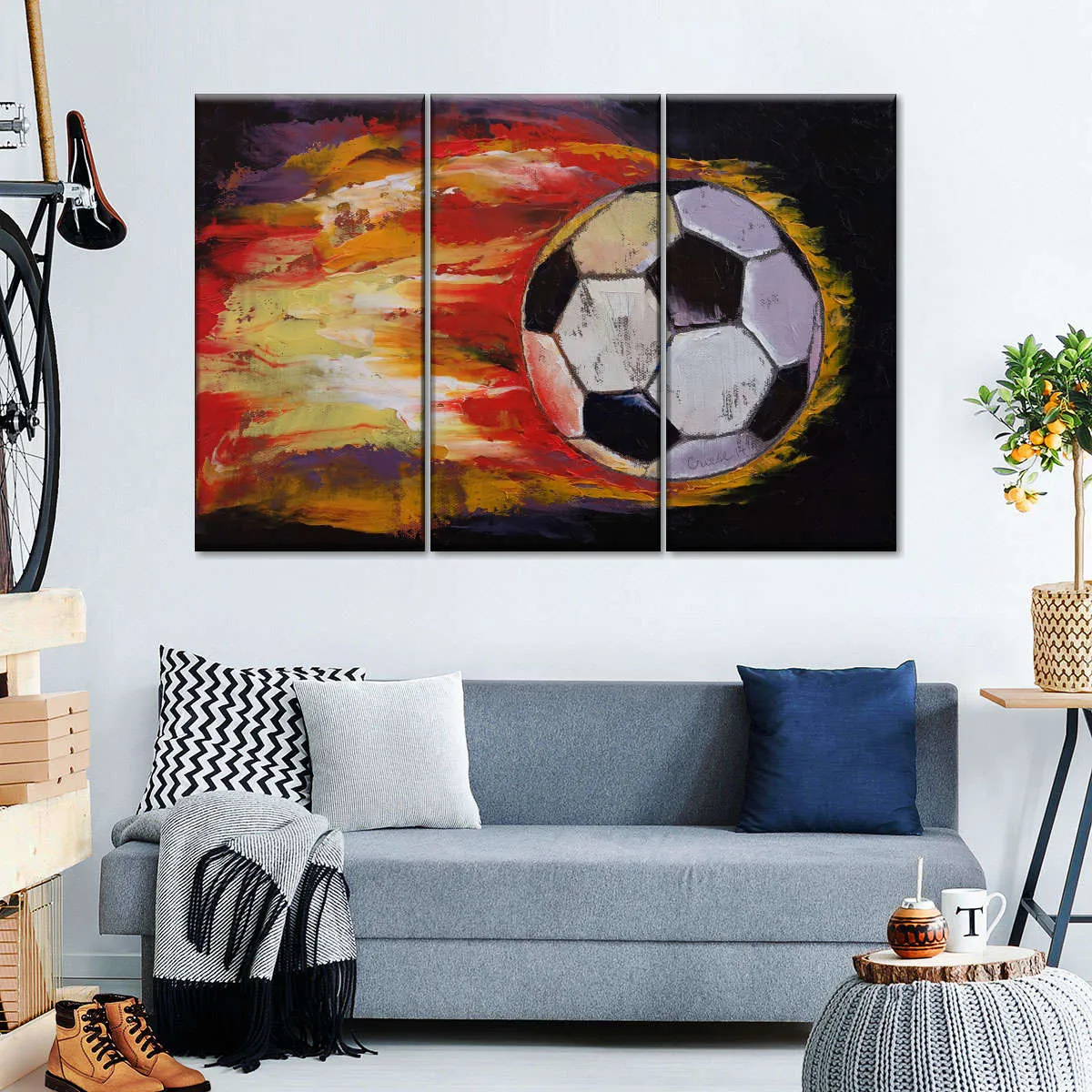 A Blazing Soccer Ball Wall Art