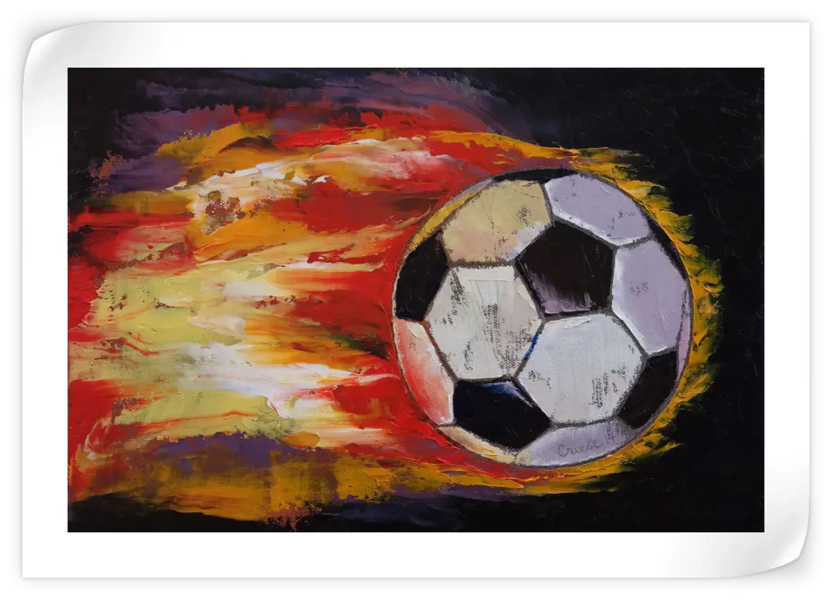 A Blazing Soccer Ball Wall Art