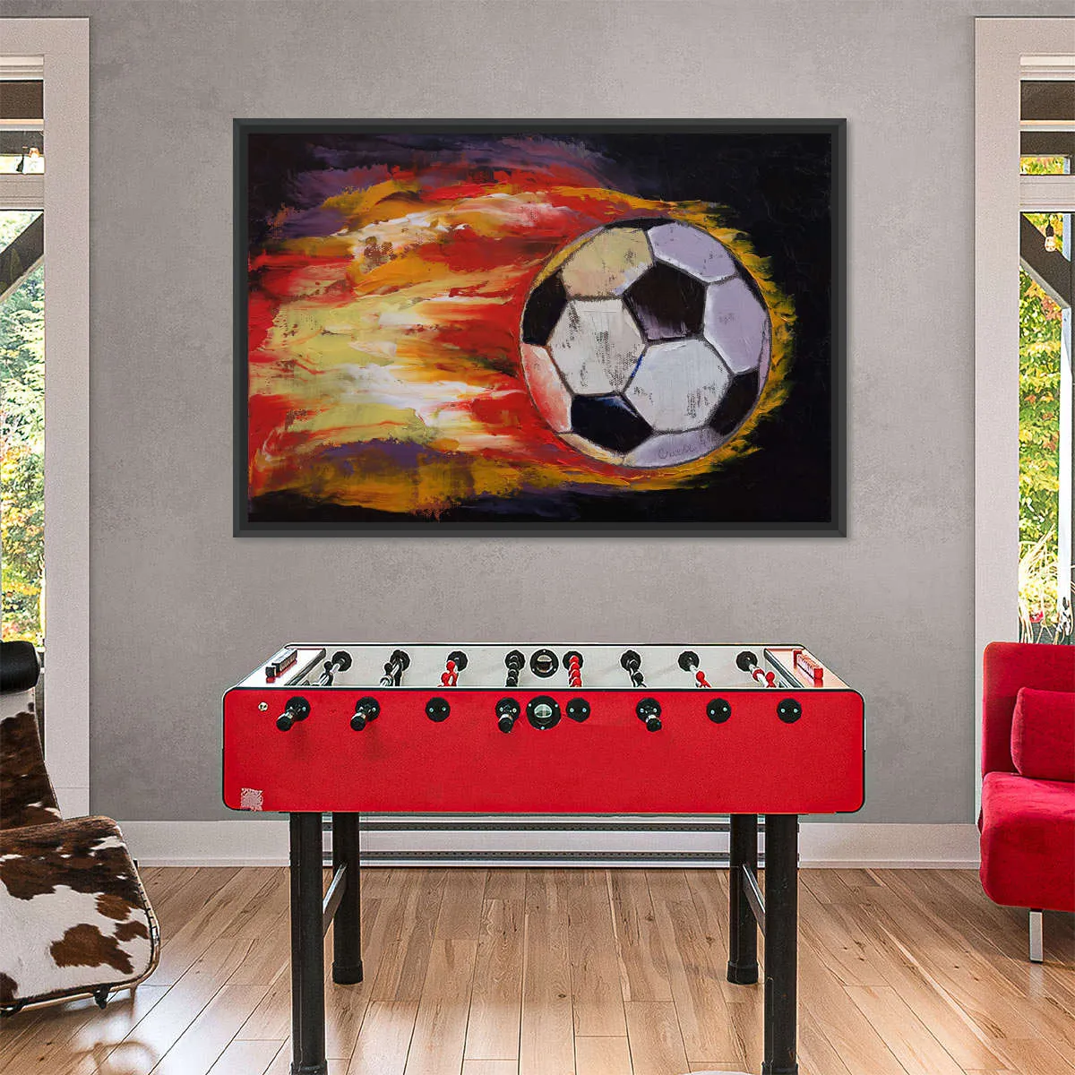 A Blazing Soccer Ball Wall Art