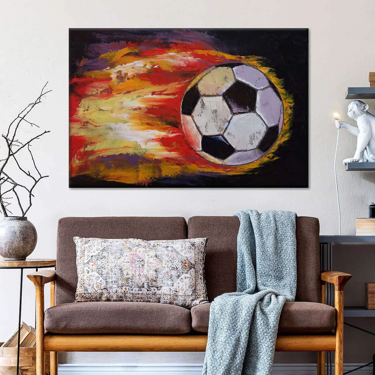 A Blazing Soccer Ball Wall Art