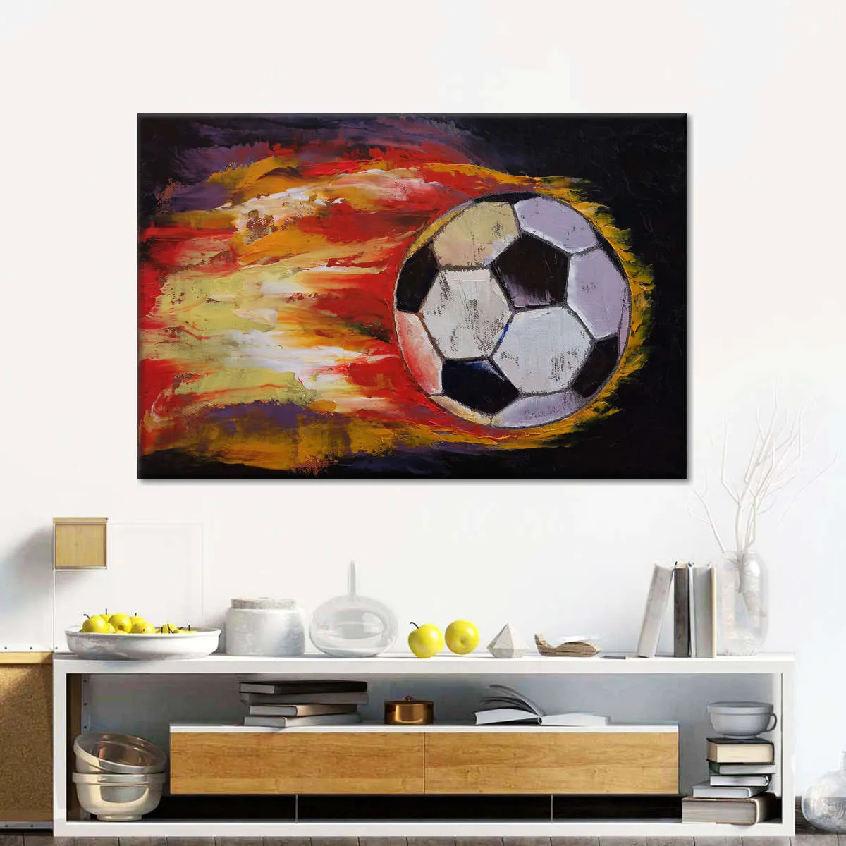 A Blazing Soccer Ball Wall Art