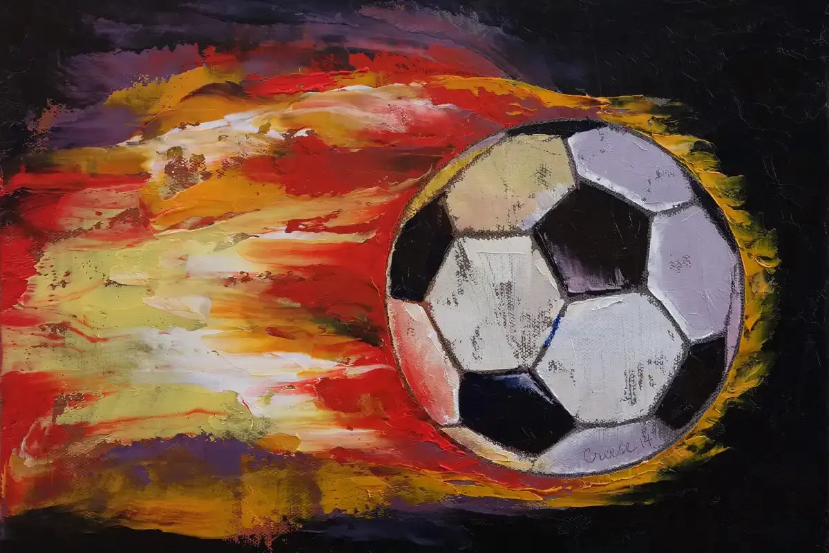 A Blazing Soccer Ball Wall Art