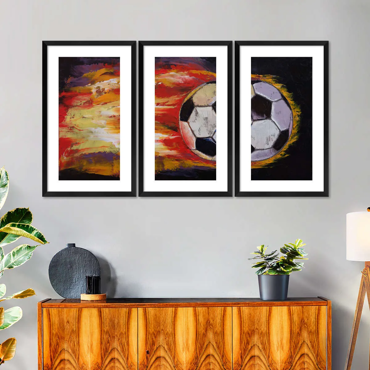 A Blazing Soccer Ball Wall Art