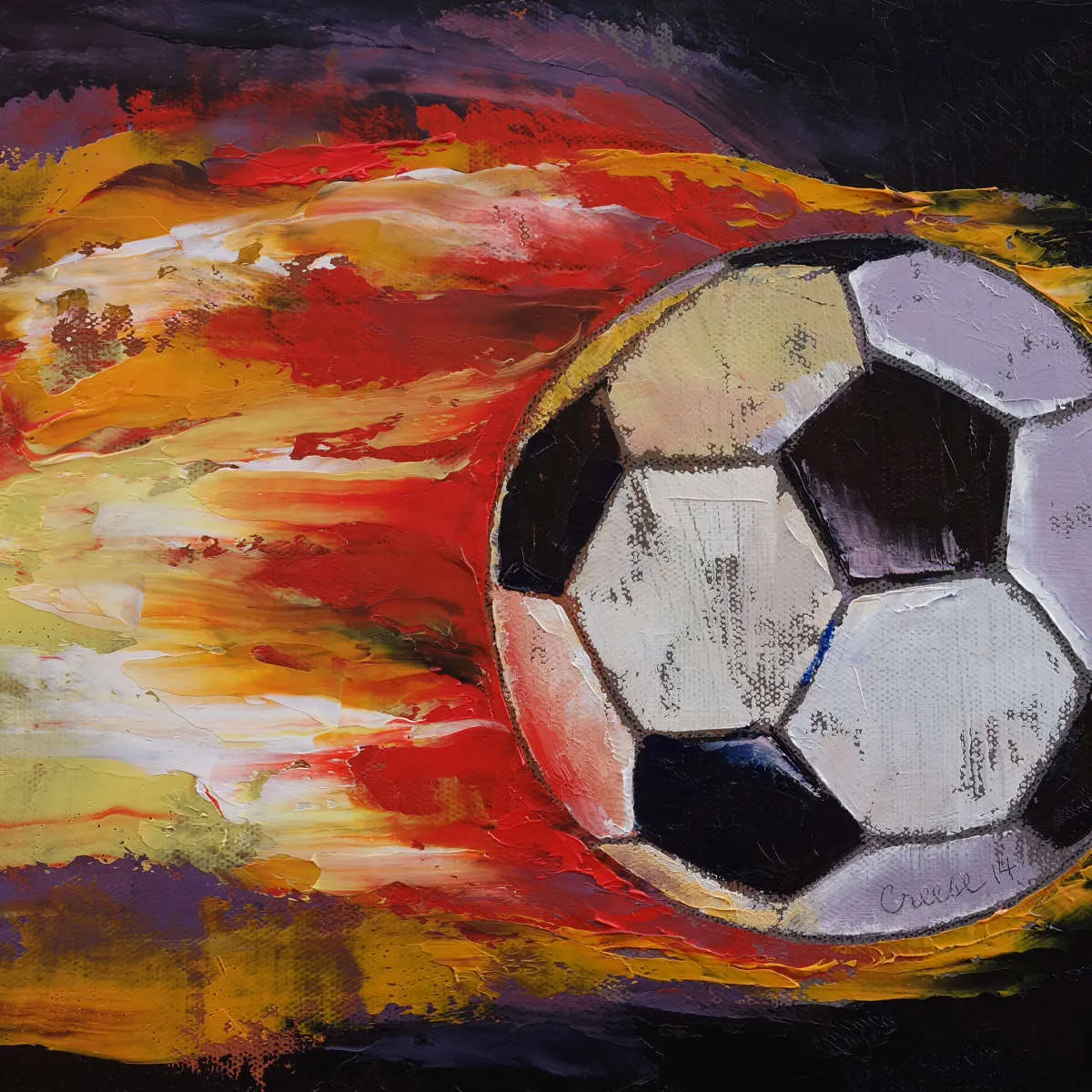 A Blazing Soccer Ball Wall Art