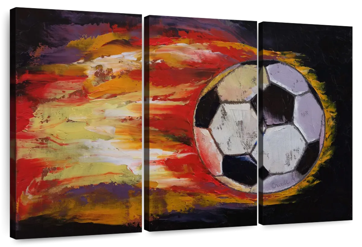 A Blazing Soccer Ball Wall Art