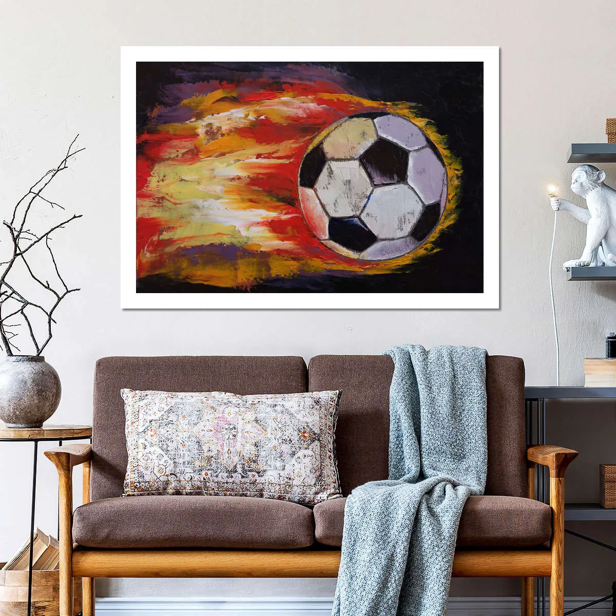 A Blazing Soccer Ball Wall Art