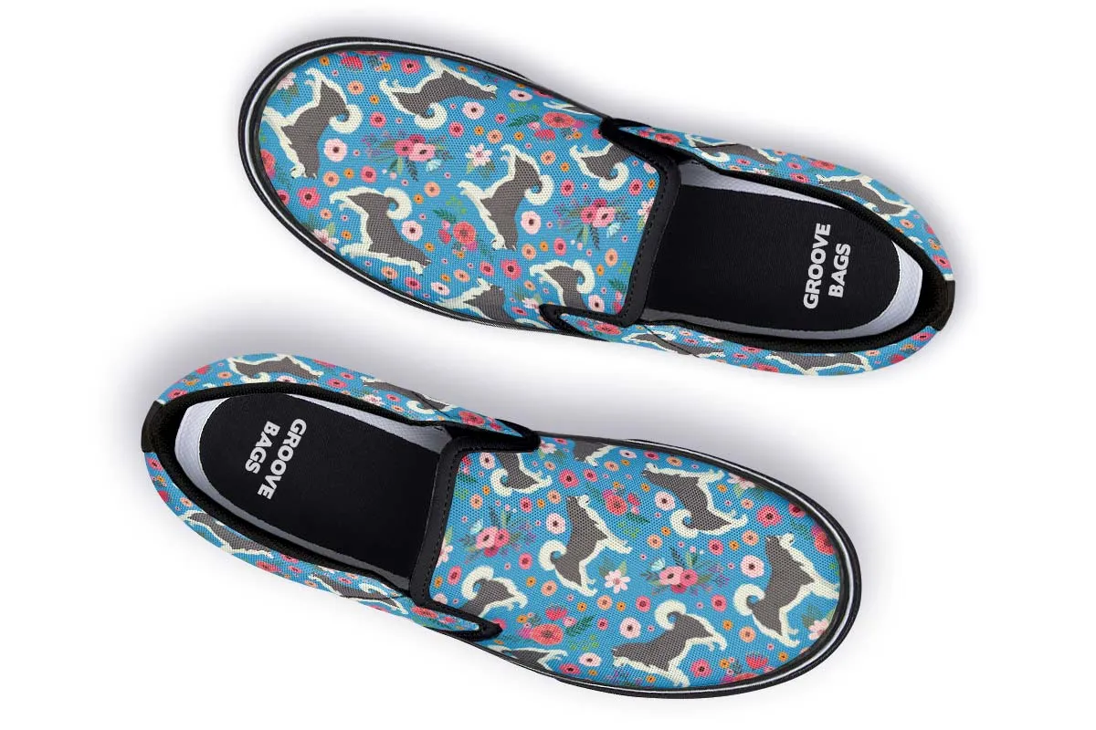 Alaskan Malamute Flower Slip-On Shoes