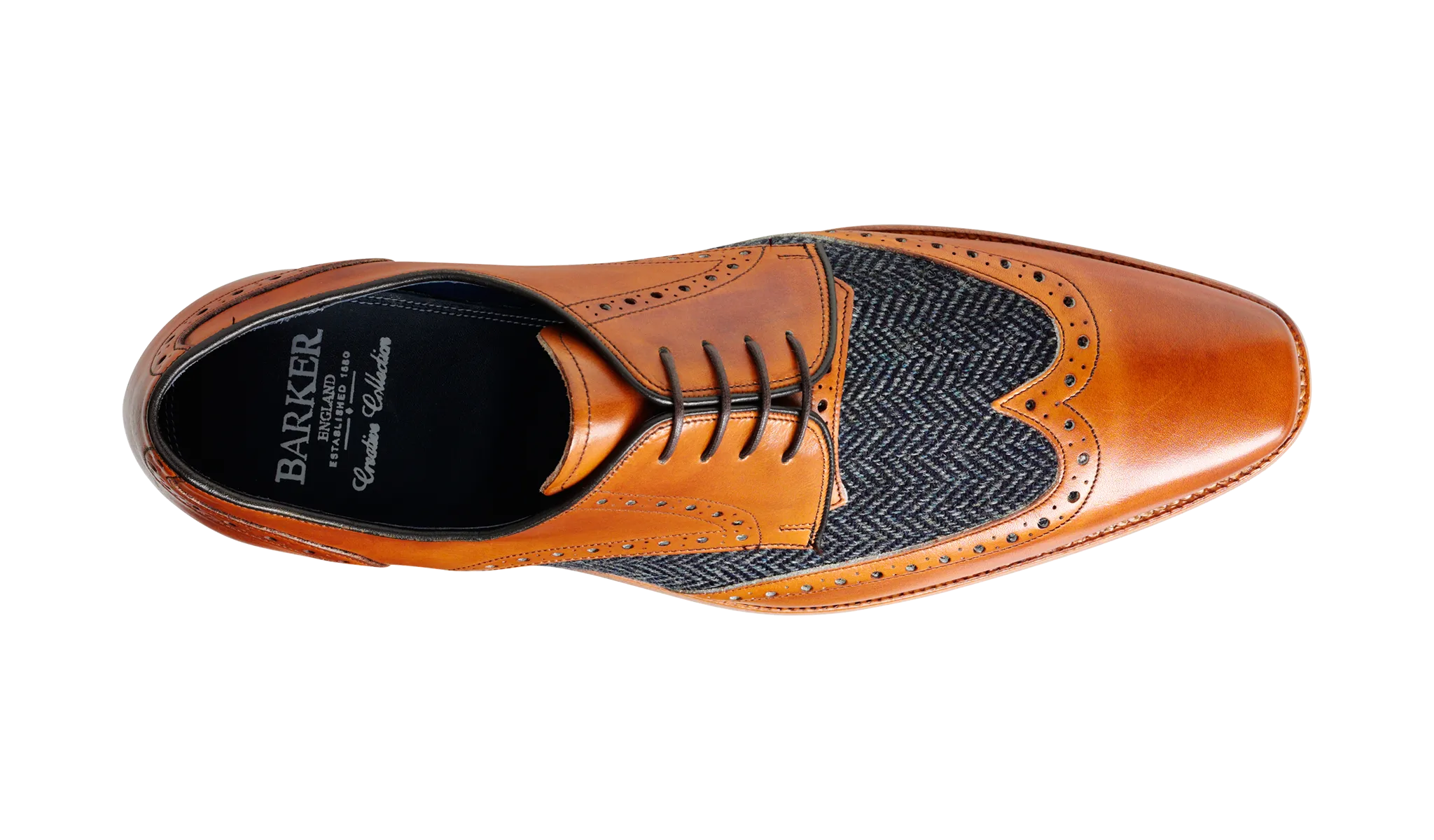 Barker Jackson two-tone Derby - Cedar Calf / Blue Tweed