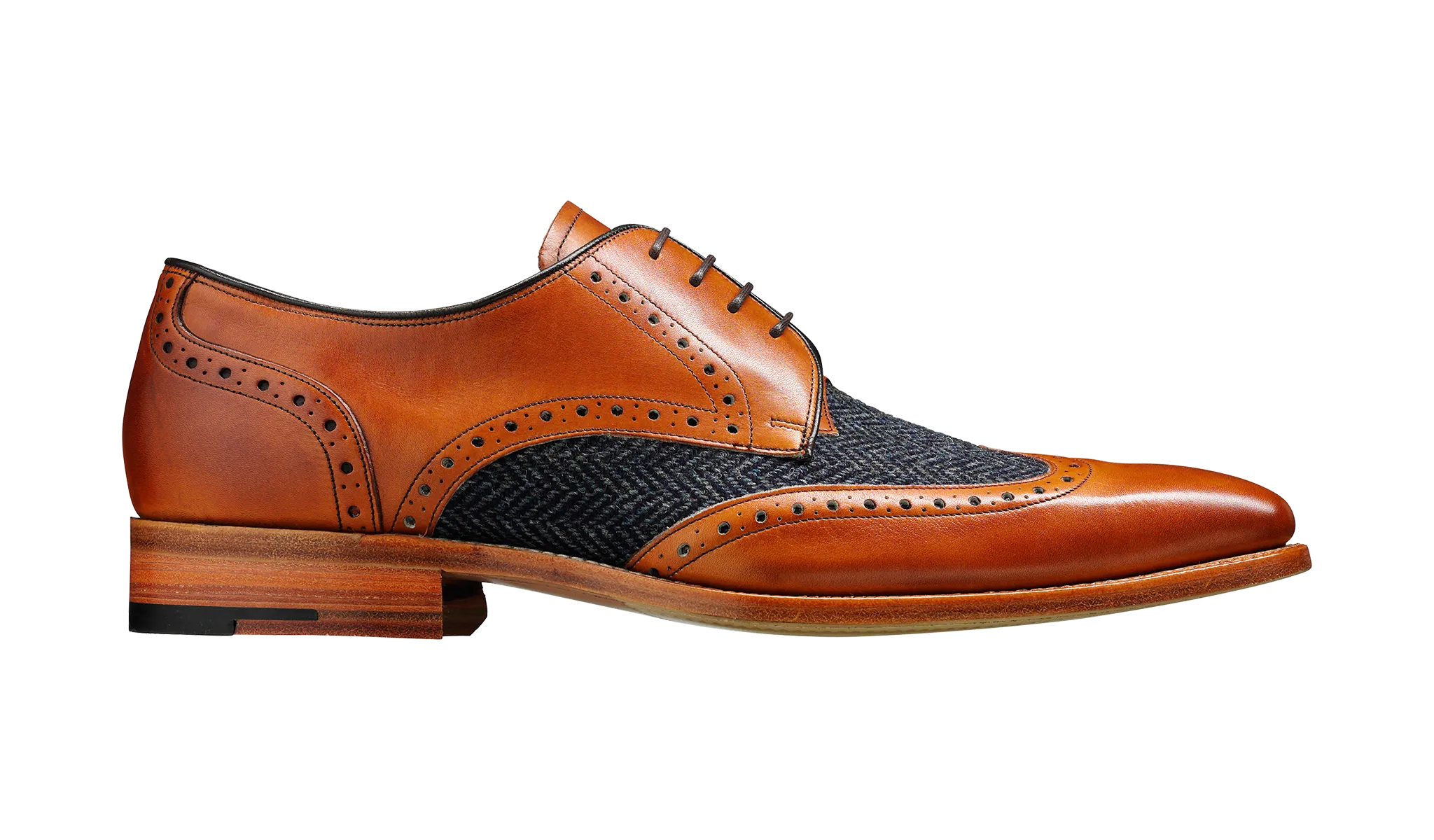 Barker Jackson two-tone Derby - Cedar Calf / Blue Tweed