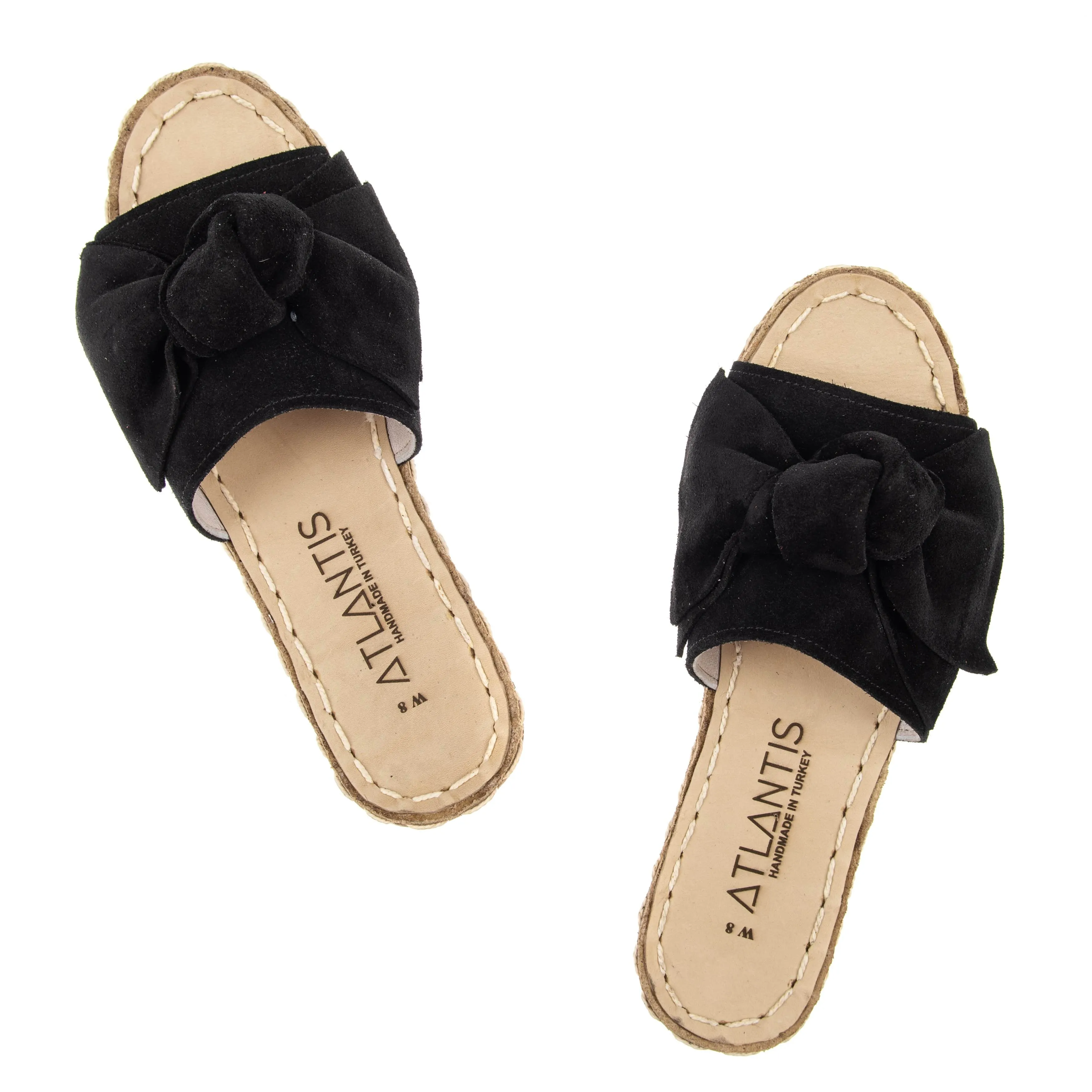 Black Bows Leather Sandals