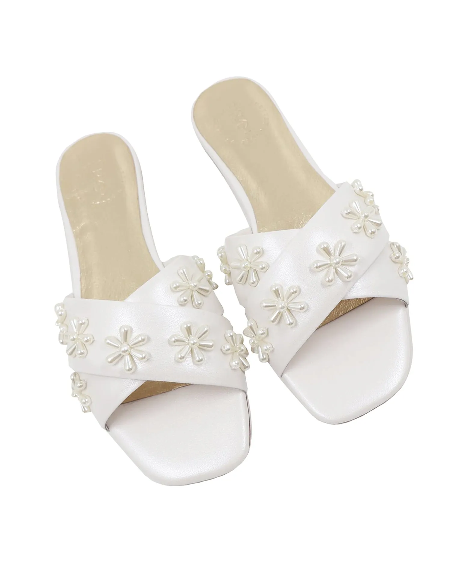 BLOOM FLATS - IVORY PEARL EMBELLISHED FLATS - FINAL SALE