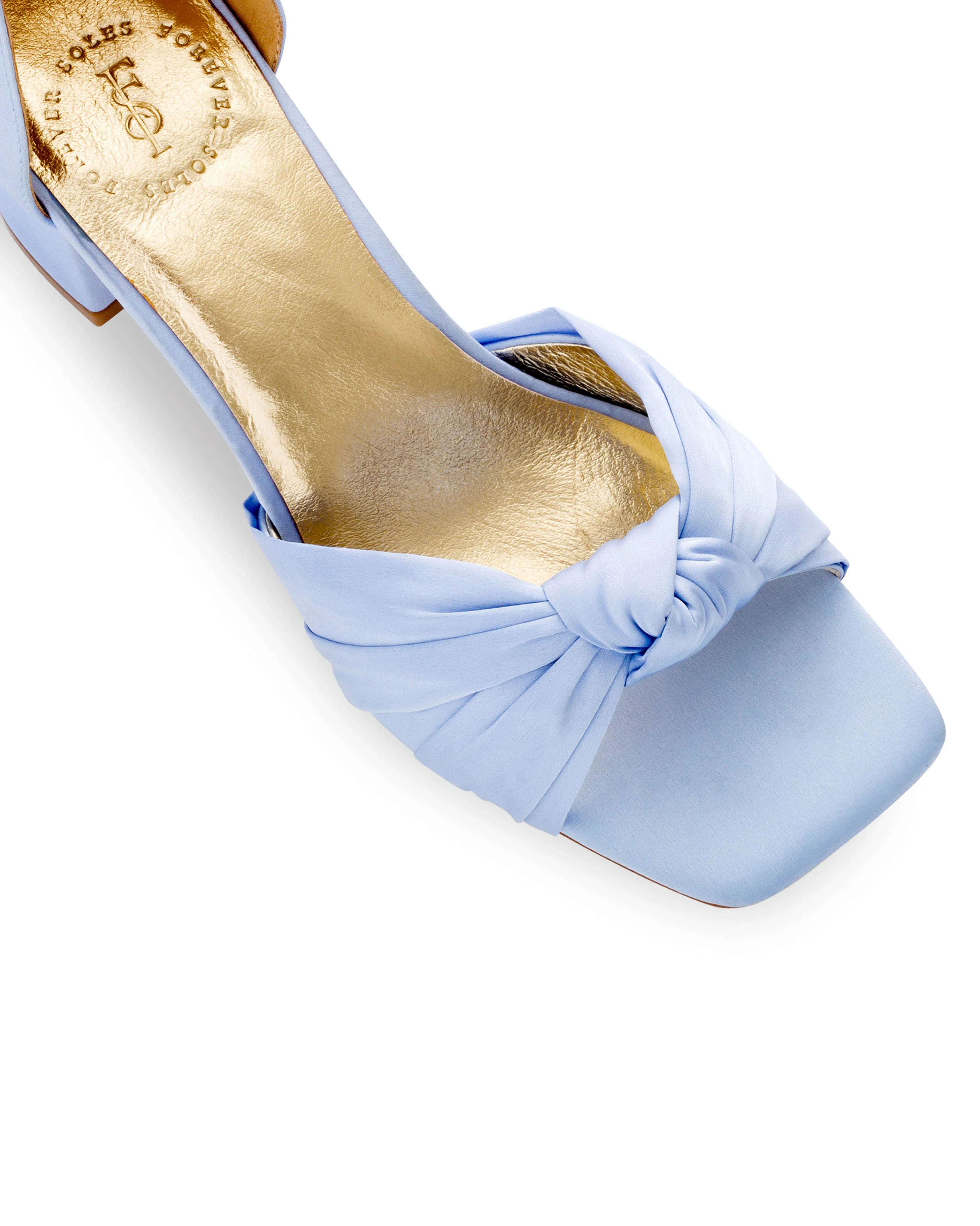 HONEY - BLUE SATIN LOW HEEL WEDDING SHOES