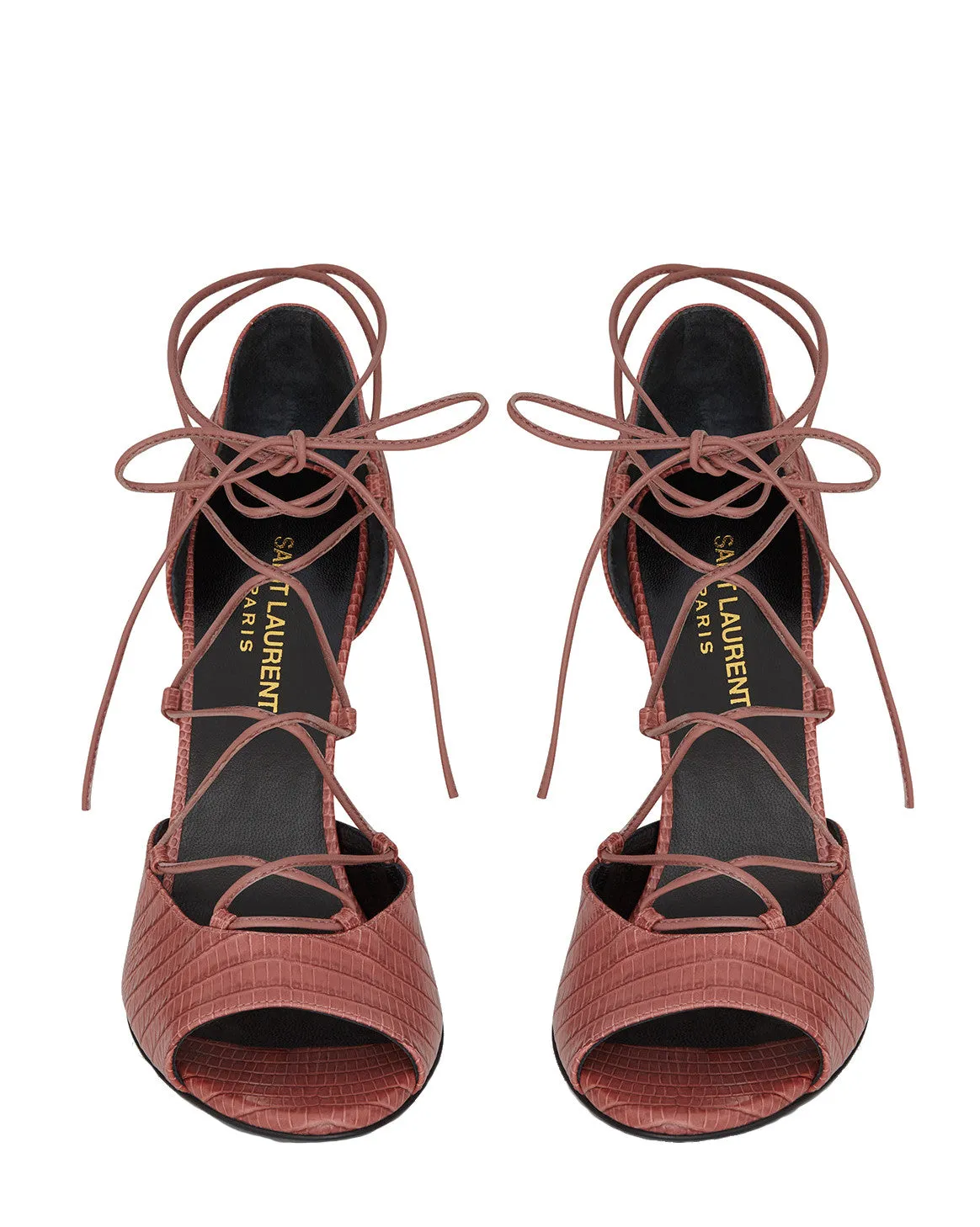 Jane Tejus Lace-Up Sandals 80, Dark Rose