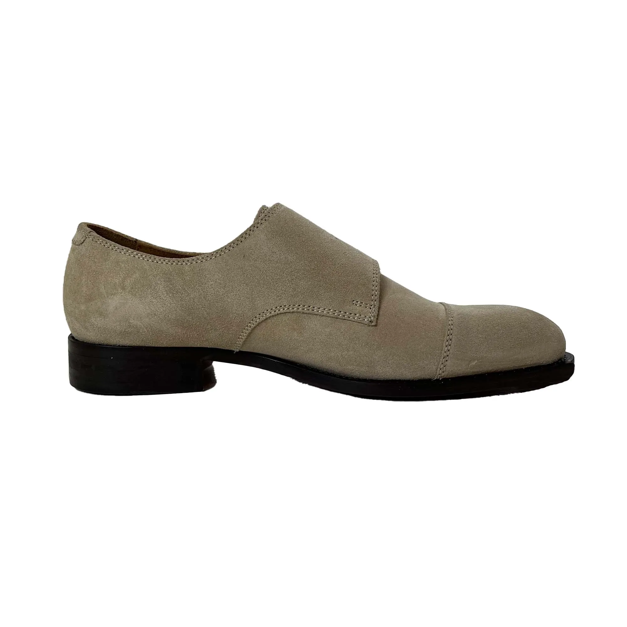 J.Lindeberg Mens Eng Double Monk Italian Suede Shoes - LATTE BEIGE