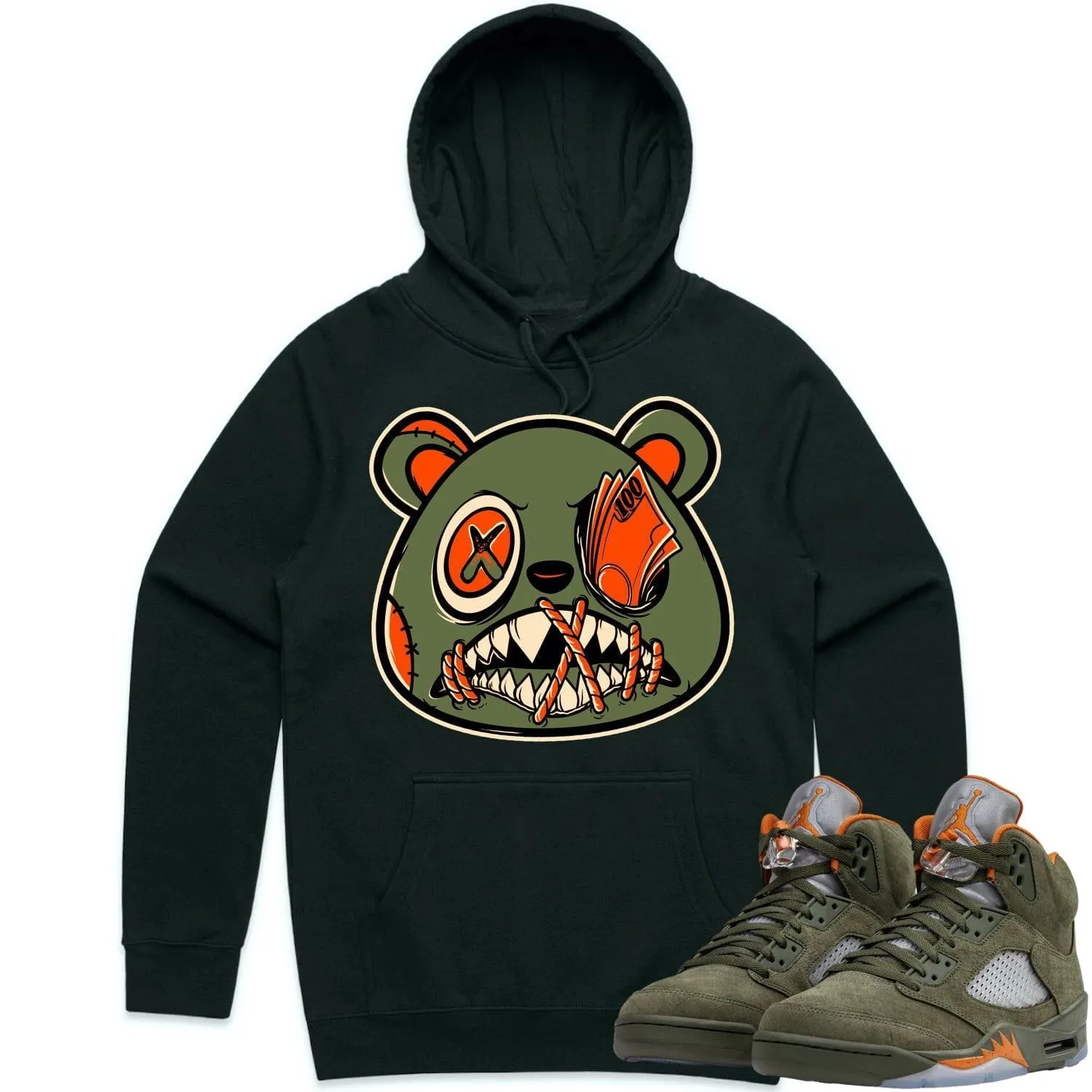 Jordan Retro 5 Olive 5s Hoodie to Match - CELADON MONEY TALKS BAWS