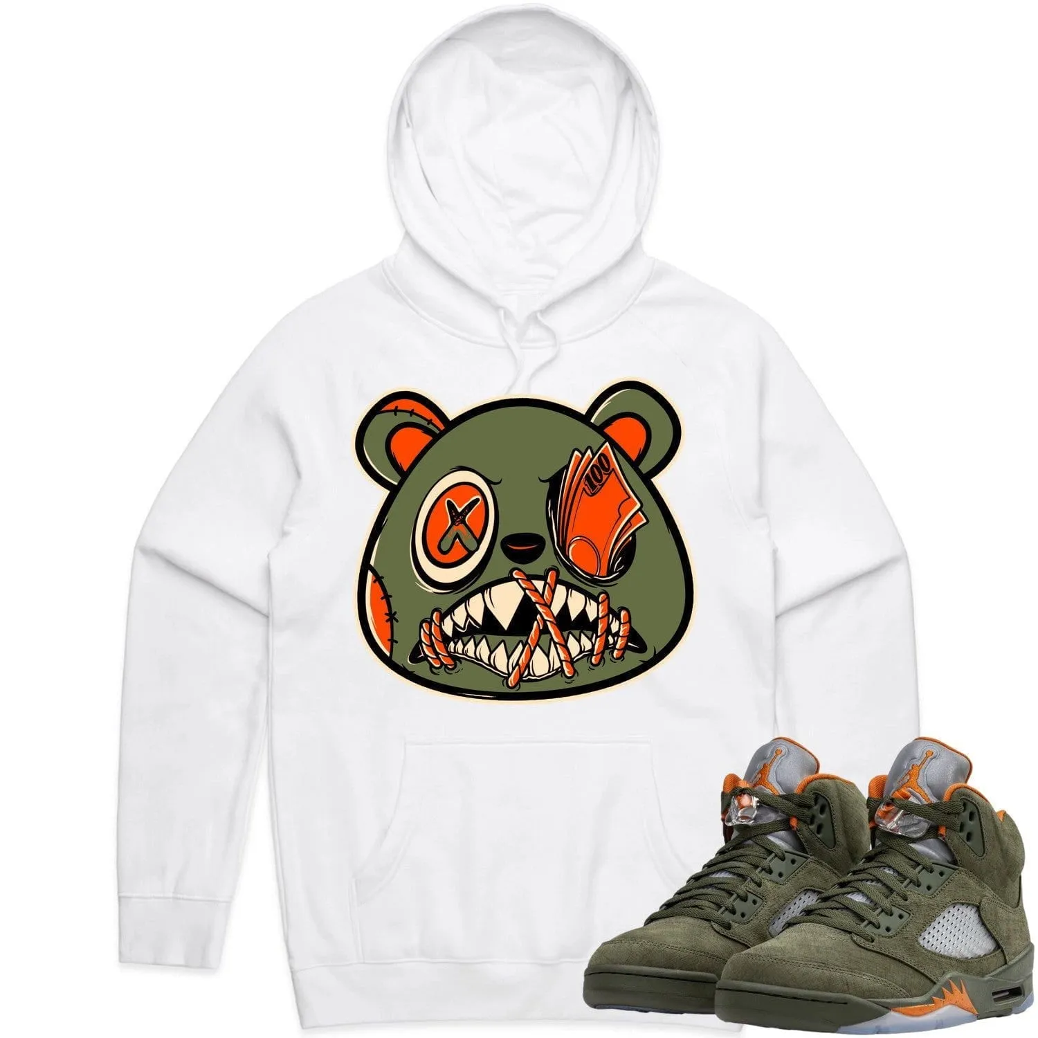 Jordan Retro 5 Olive 5s Hoodie to Match - CELADON MONEY TALKS BAWS