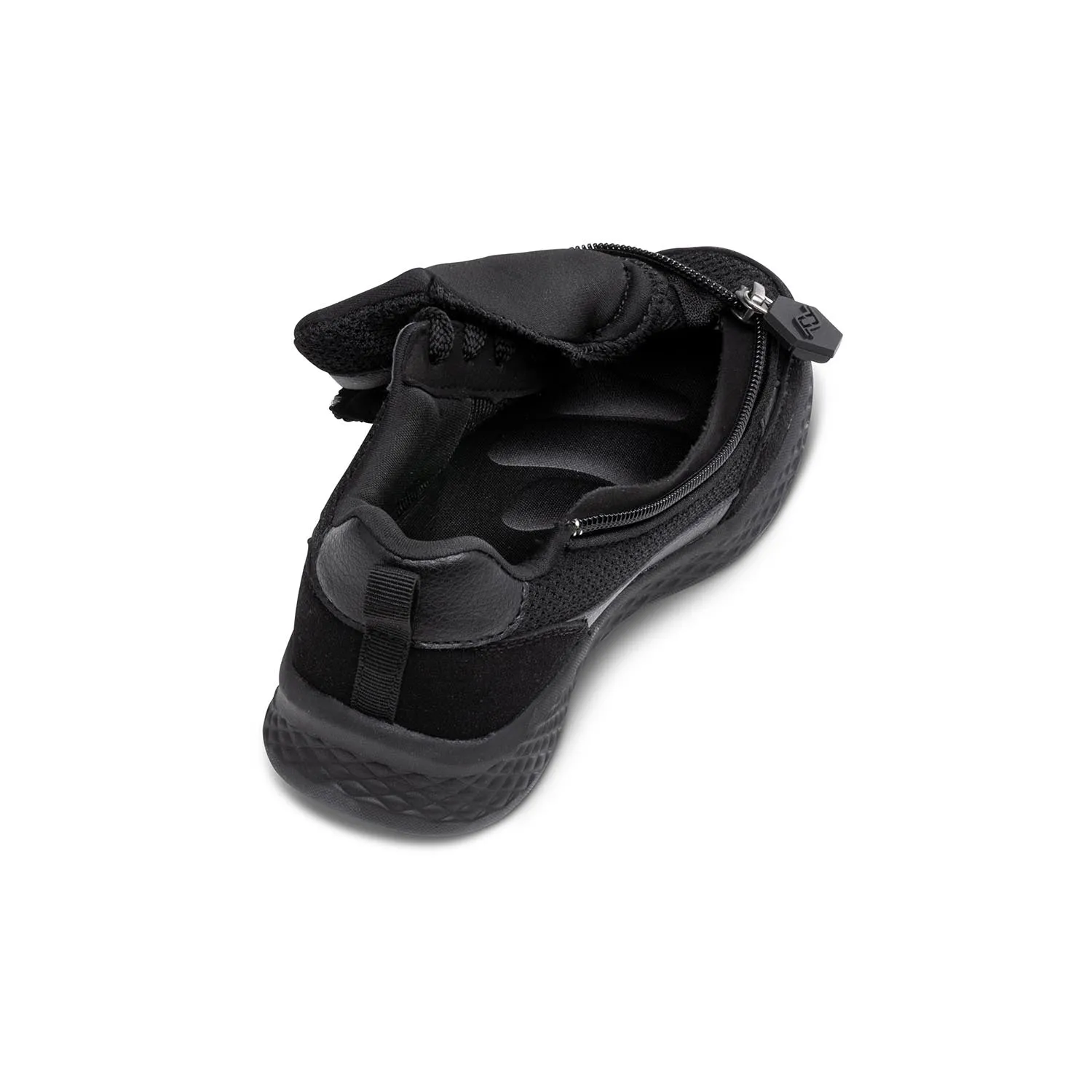 Kid's Black Lightweight Shoes with Front Zipper Access