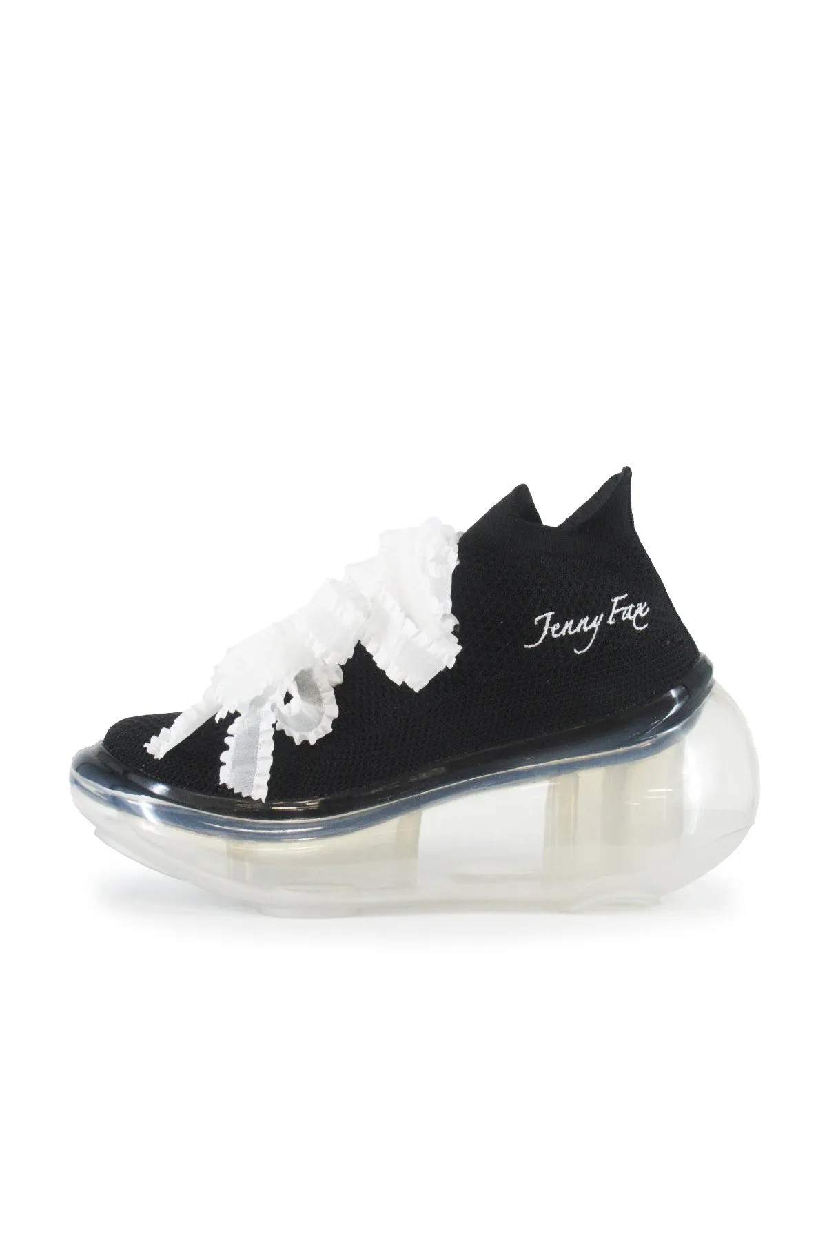 Logo Embroidery Ribbon Shoes / Clear BlackWhite