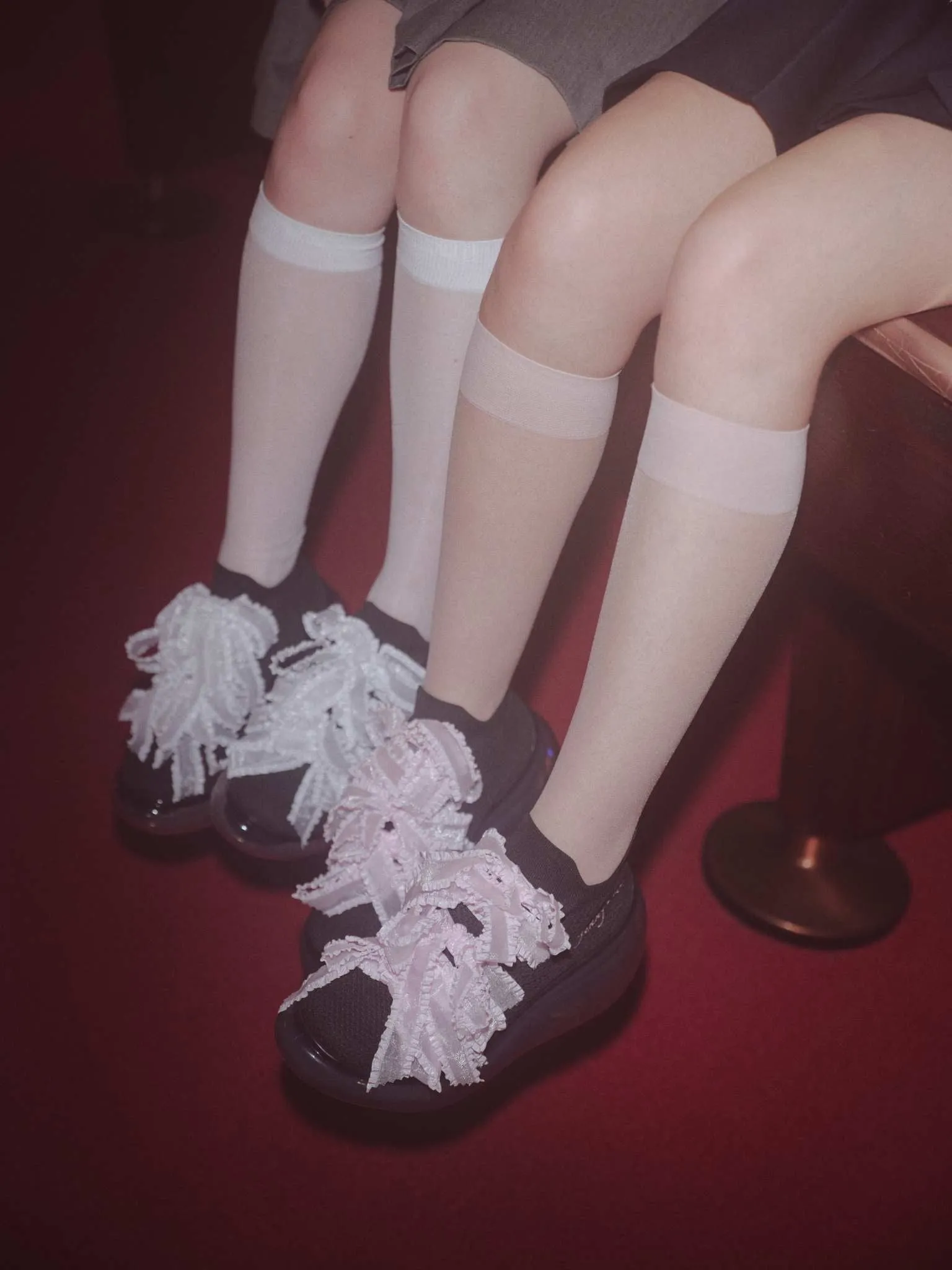 Logo Embroidery Ribbon Shoes / Clear BlackWhite