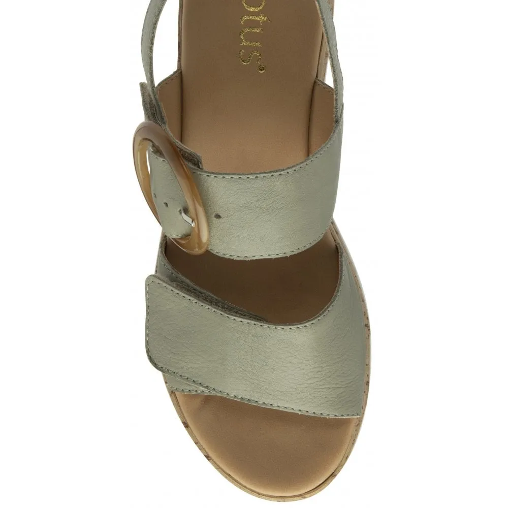 Lotus Cammie Leather Flatform Sandal Sage Green