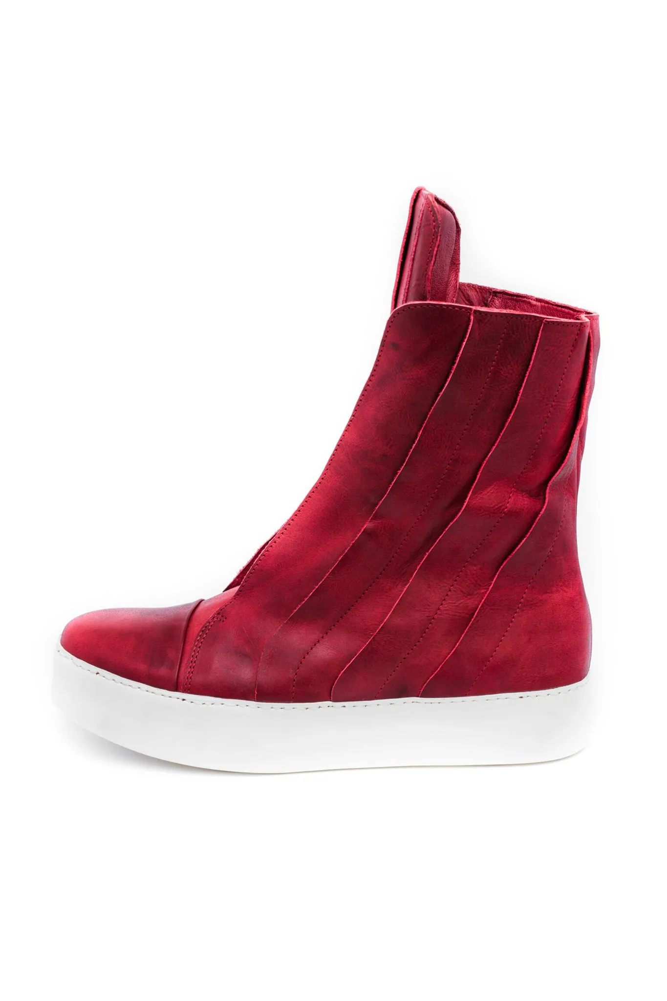 Panelled High-Top Leather Sneakers